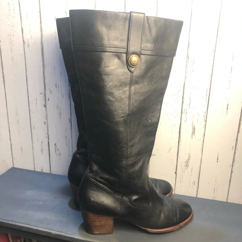 Black Leather Knee-High Boots - Picture 7 of 11